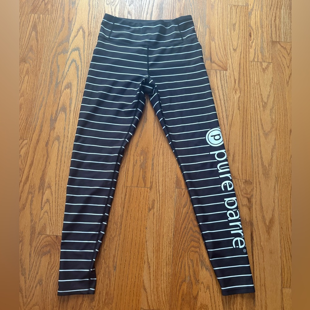 Pure Barre Striped Black Leggings (L)